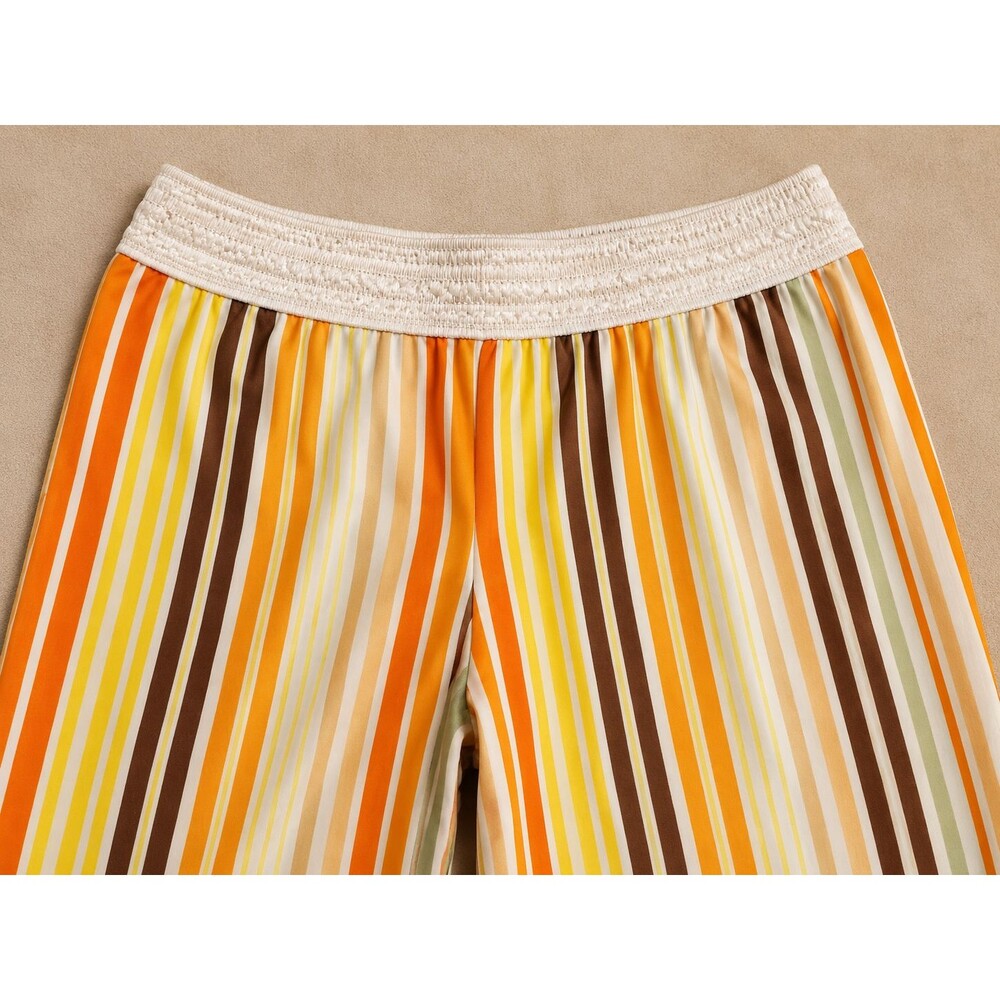 RETRO STRIPED PALAZZO PANTS WOMENS MEDIUM PETITE Y2K BEACHY LNC - Picture 3 of 6